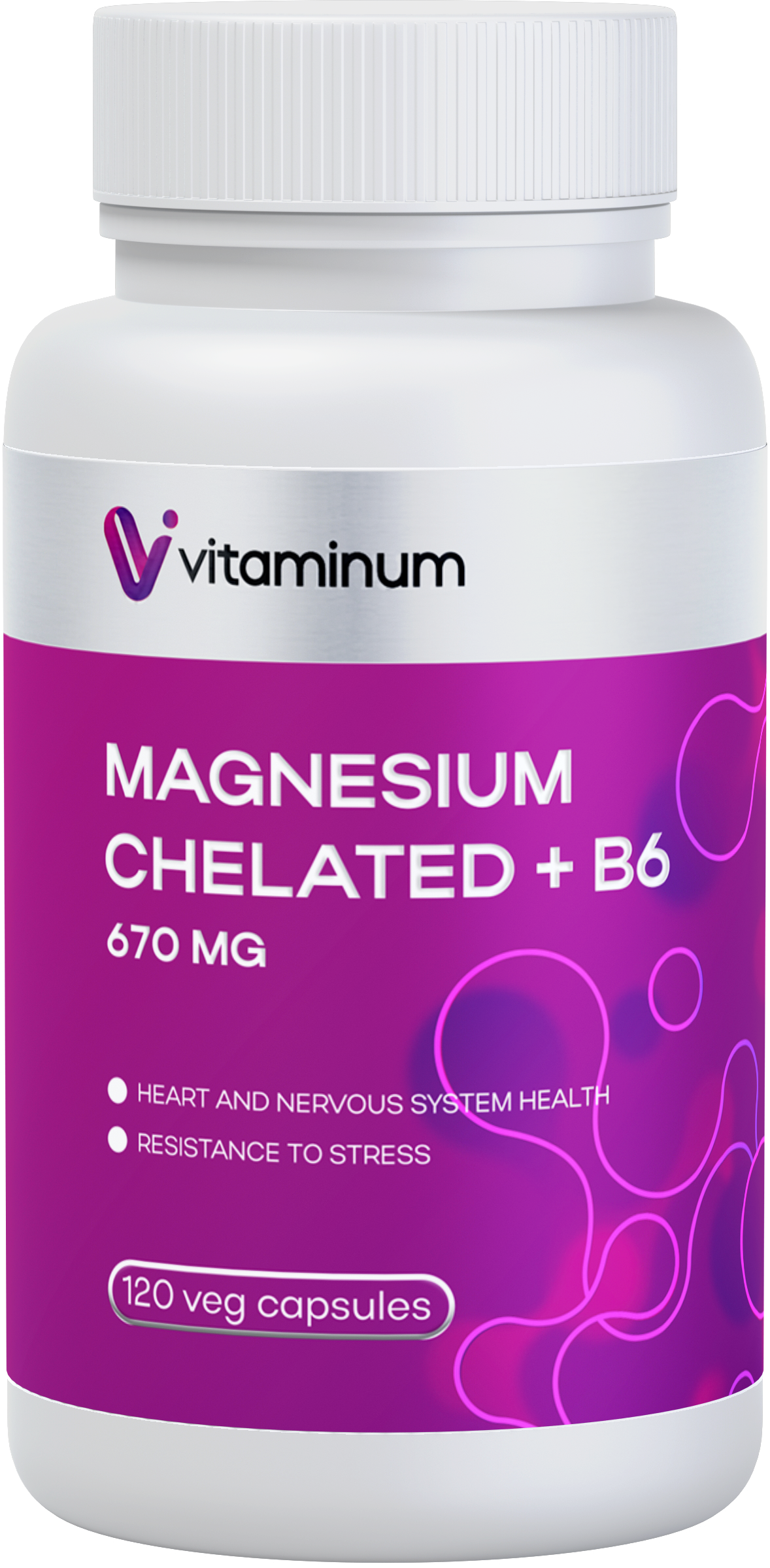  Vitaminum МАГНИЙ ХЕЛАТ + витамин В6 (670 MG) 120 капсул 800 мг  в Новороссийске